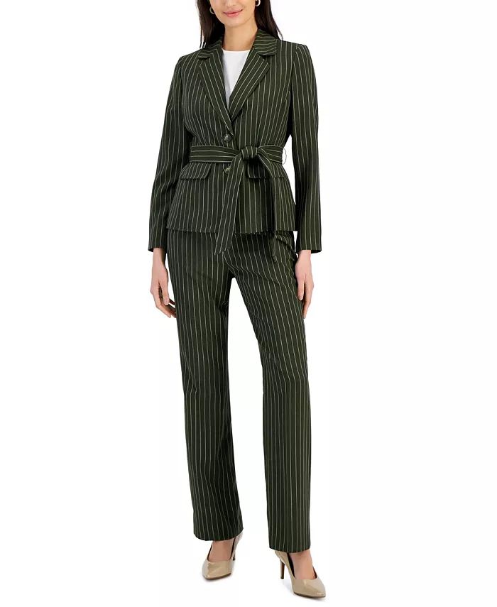 Women's Striped Belted Pantsuit, Regular & Petite Sizes | Macy's