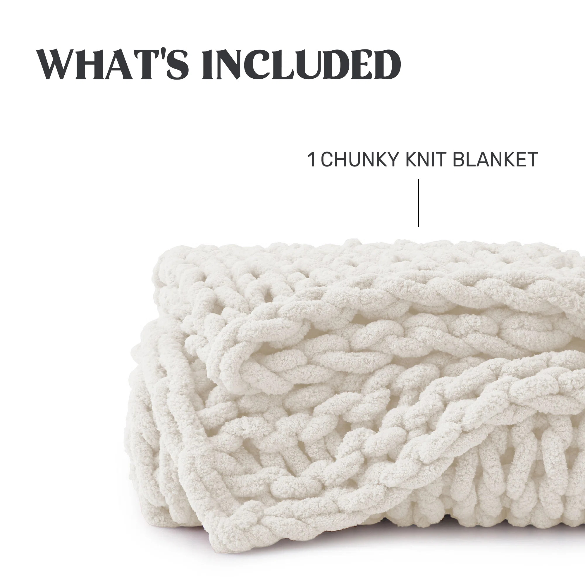Peace Nest Chunky Knit Throw Blanket - Extra Cozy Hand-Knit Look, Soft Yarn, 50" x 60" Size (Crea... | Wayfair North America
