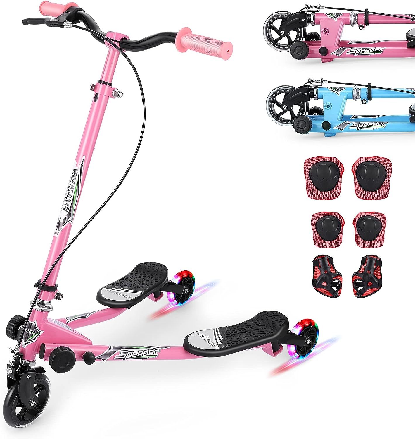 Flicker Scooter, Swing Wiggle Scooter, Adjustable 3 Wheels Foldable Driving Push Drifter for Kids... | Amazon (US)