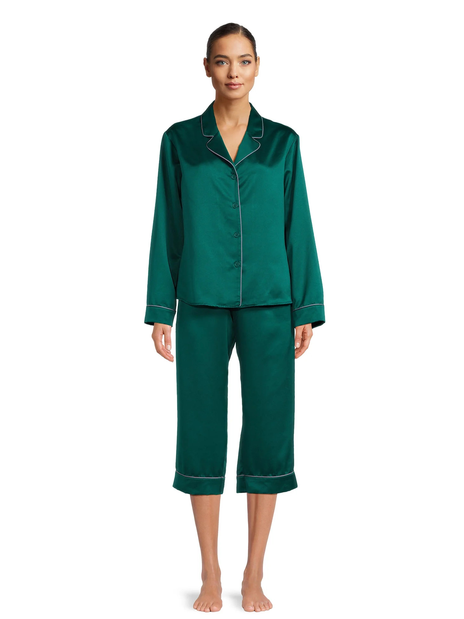 The Pioneer Woman Long Sleeve Satin Top and Pants Pajama Set, Women’s, 2-Piece | Walmart (US)