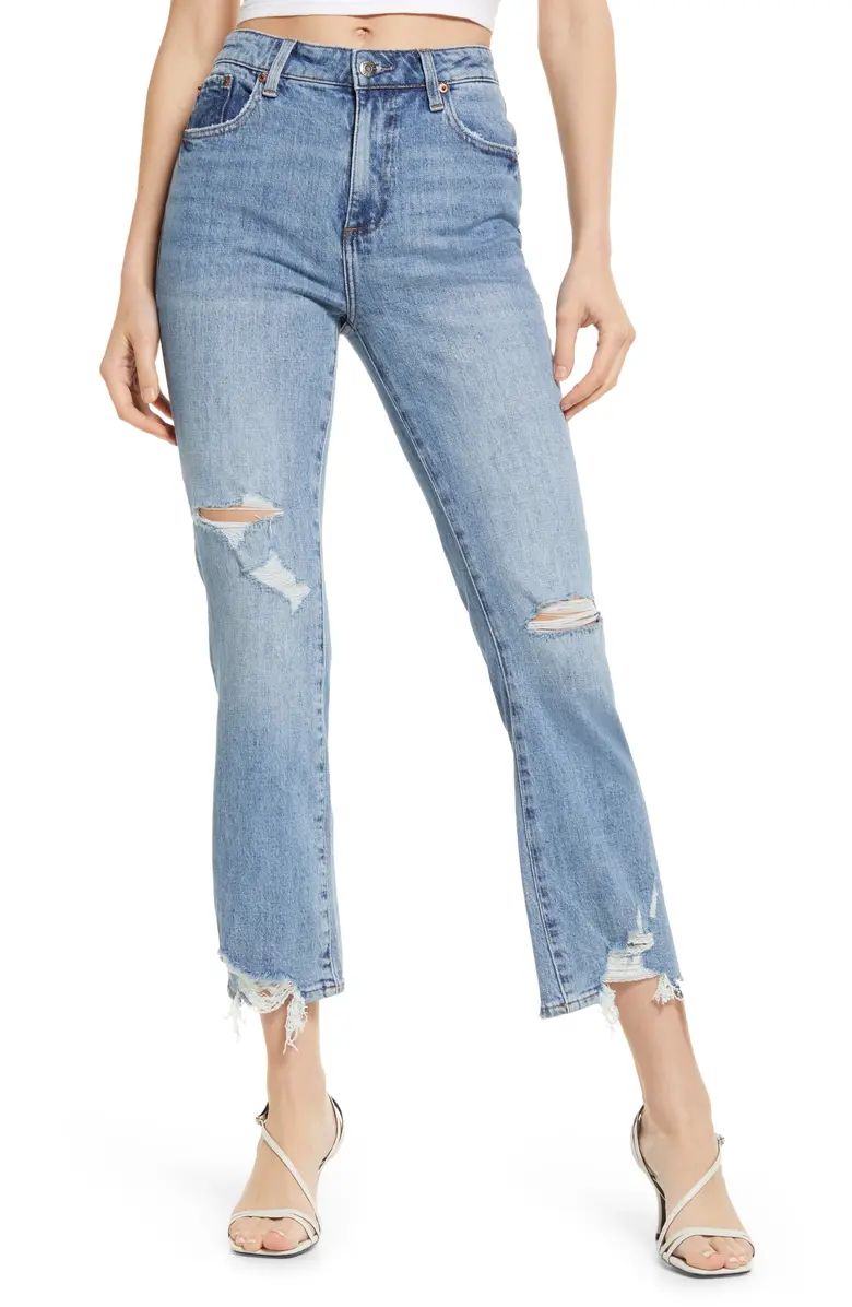 Lennon Distressed High Waist Ankle Bootcut Jeans | Nordstrom