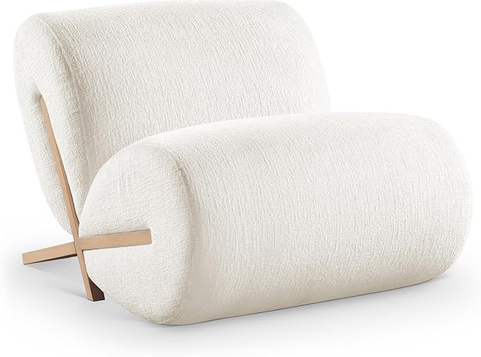Amazon.com: Meridian Furniture 33072Cream-C Akira Collection Art Deco Accent Chair with Soft Crea... | Amazon (US)