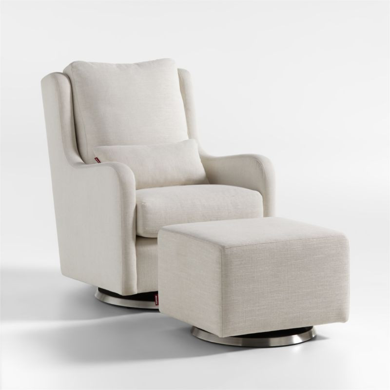 Milo Tan Nursery Glider Chair and Ottoman | Crate & Kids | Crate & Barrel