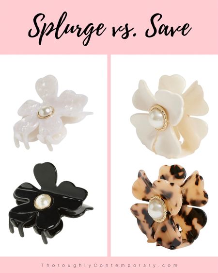Splurge vs. Save - flower hair clips. 

Funnily enough I found the save version a while before the splurge, and I think I prefer the inexpensive version of these floral and pearl hair accessories  

#LTKunder50 #LTKFind #LTKstyletip