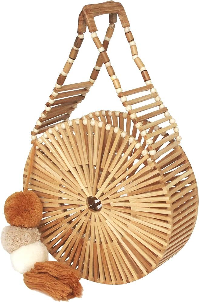 Bamboo Handbags & Purses | Wooden Summer Beach Tote & Clutch Bags for Women | Amazon (US)