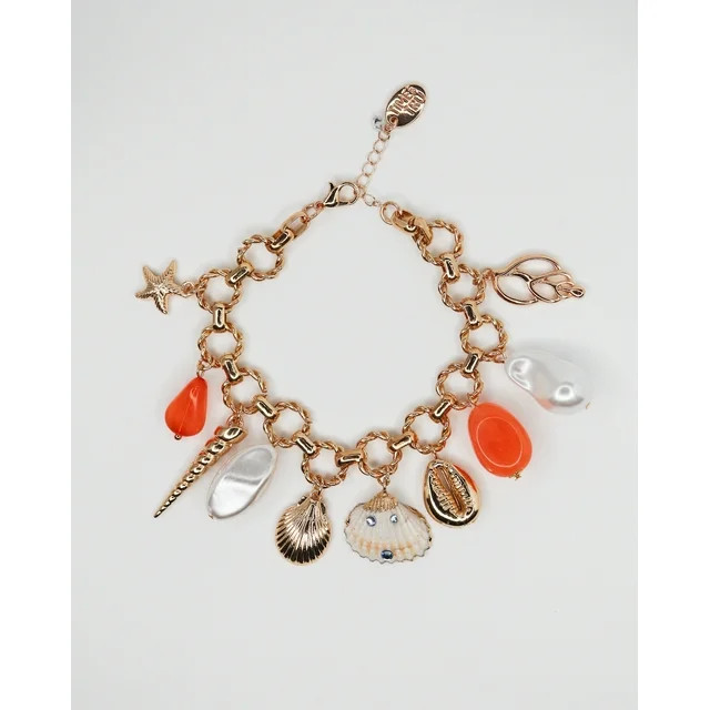Time and Tru Goldtone Coastal Charm Bracelet, Coral, 1 Pieces | Walmart (US)
