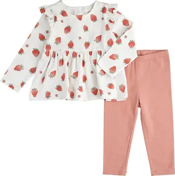 Strawberry Print Ruffle Top & Leggings Set | Nordstrom