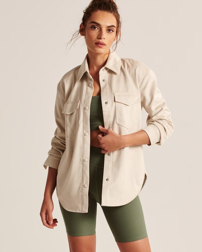 Faux Suede Shirt Jacket | Abercrombie & Fitch (US)