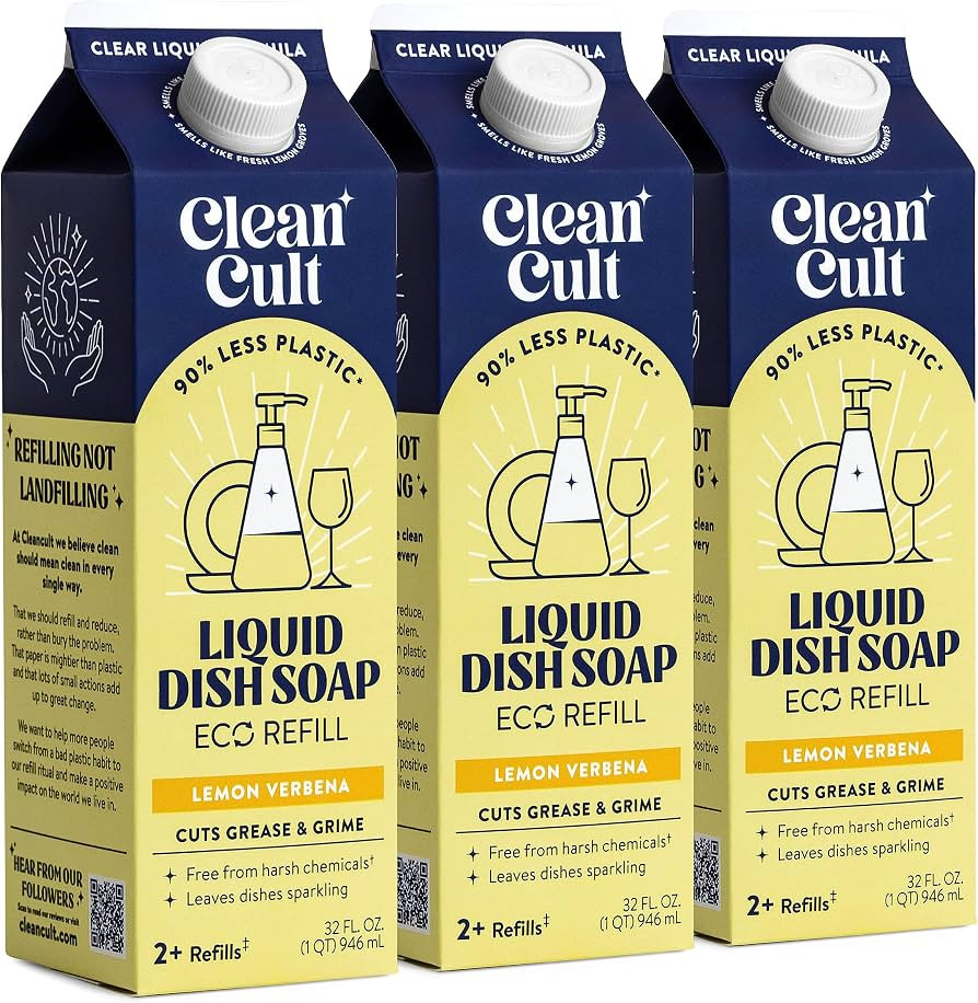 Cleancult Dish Soap Liquid Refills (32oz, 3 Pack) - Dish Soap that Cuts Grease & Grime - Free of ... | Amazon (US)