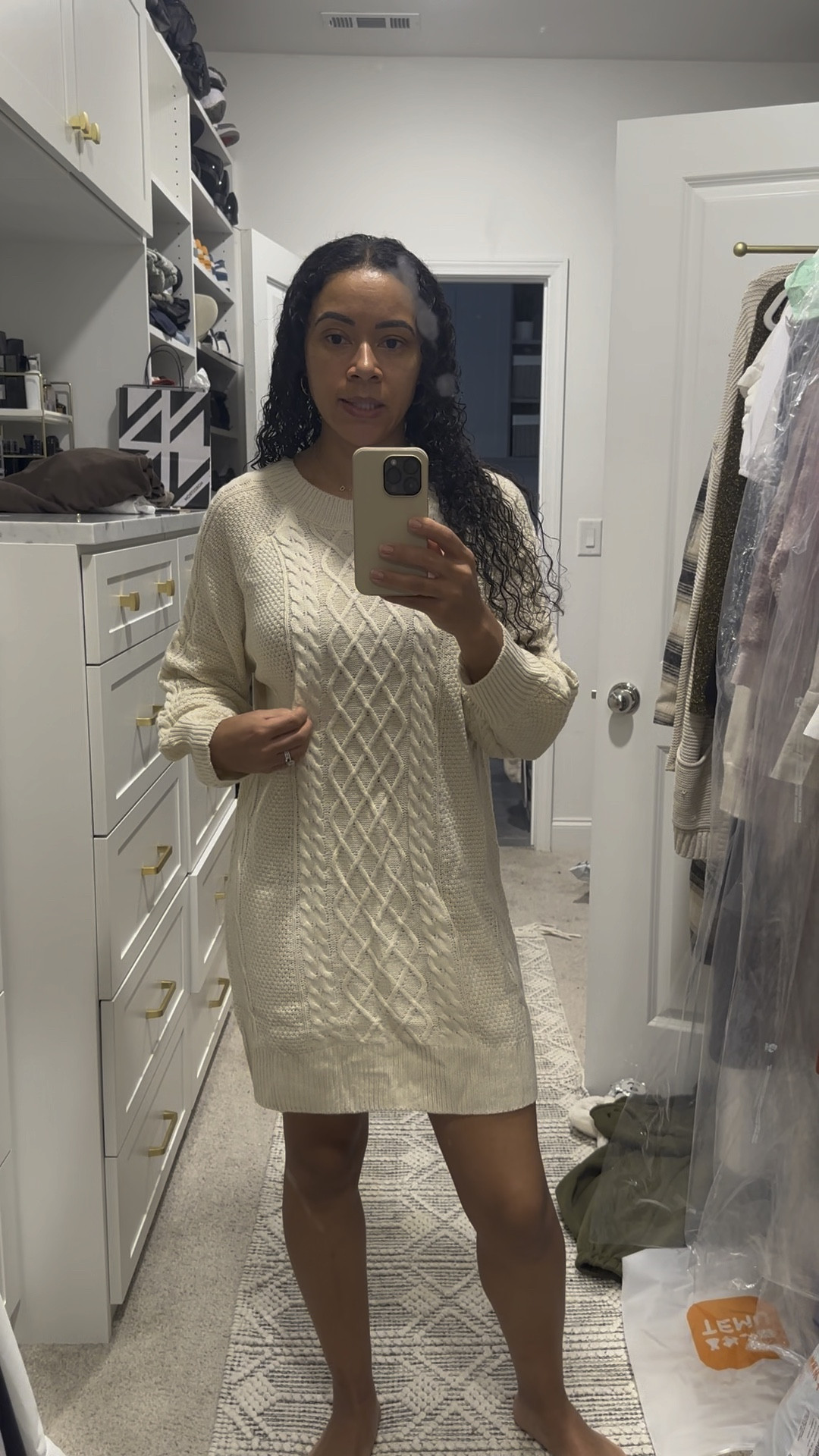 Cute sweater dress alert 🚨 I purchased this on Temu in Size medium and it fits so nicely. Love the soft material as well. 

Great as a gift idea, a casual coffee date or family photos. 

If you are on the market for a dress, shop this item now. #holidayphotos #christmas #outfits #sweater #sweaterdress 

#LTKstyletip #LTKGiftGuide