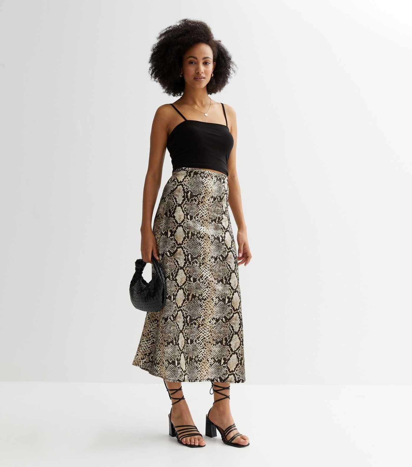 Tall Brown Snake Print Satin Midi Skirt
						
						Add to Saved Items
						Remove from Saved I... | New Look (UK)