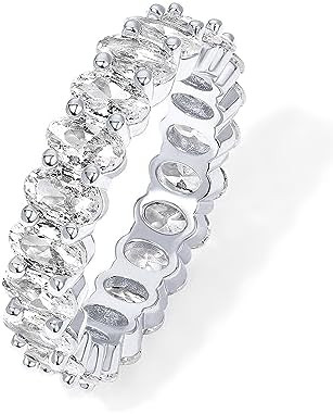 PAVOI 14K Gold Plated Rings - Oval Cubic Zirconia Love Ring and Eternity Ring - 5mm Stackable for... | Amazon (US)
