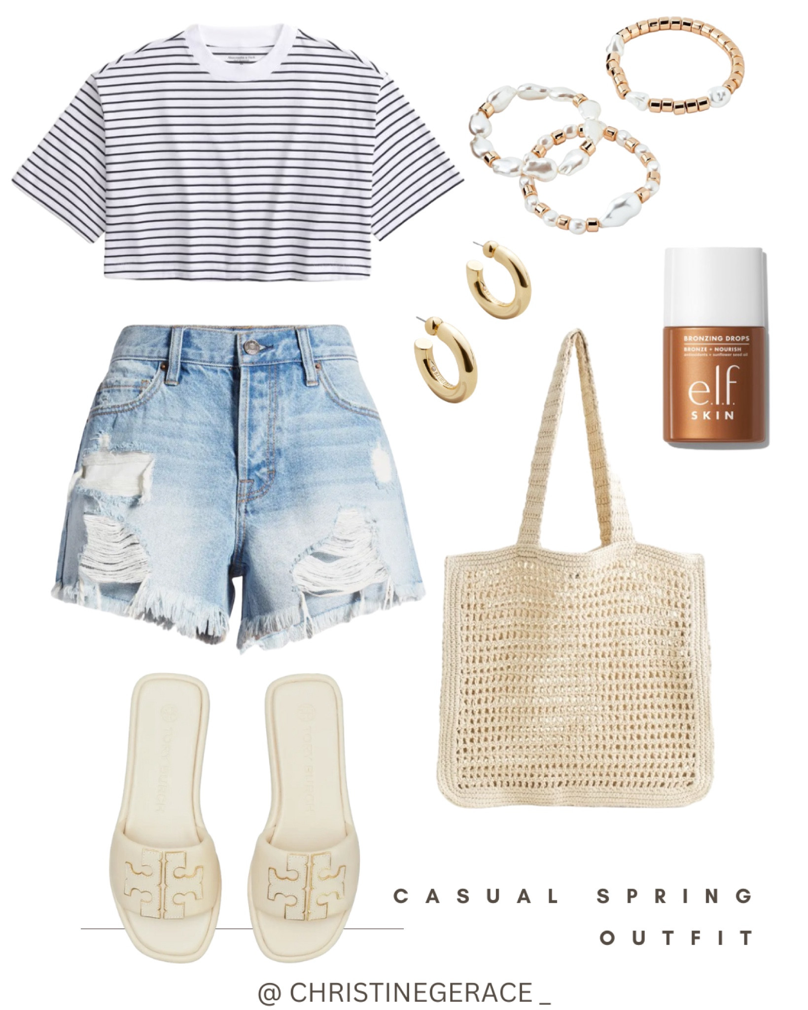 Casual spring out
T-shirt, denim shorts, elf bronzing drops, tote bag women’s slides, gold hoop, earrings, target bracelet set  

Follow me for more casual outfit finds @christinegerace_ 🤍🤍

#LTKstyletip #LTKfindsunder50 #LTKfindsunder100