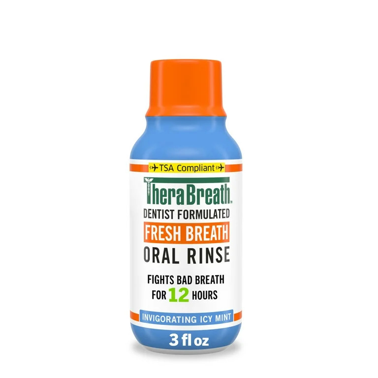 TheraBreath Mouthwash, TSA Compliant Travel Size, Icy Mint Flavor, Alcohol Free, 3 fl oz | Walmart (US)