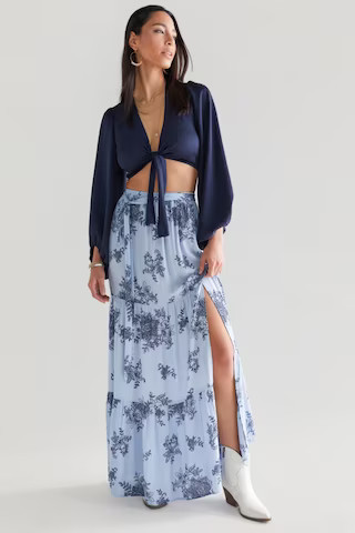 Loreen Floral Side Slit Maxi Skirt | Francesca's