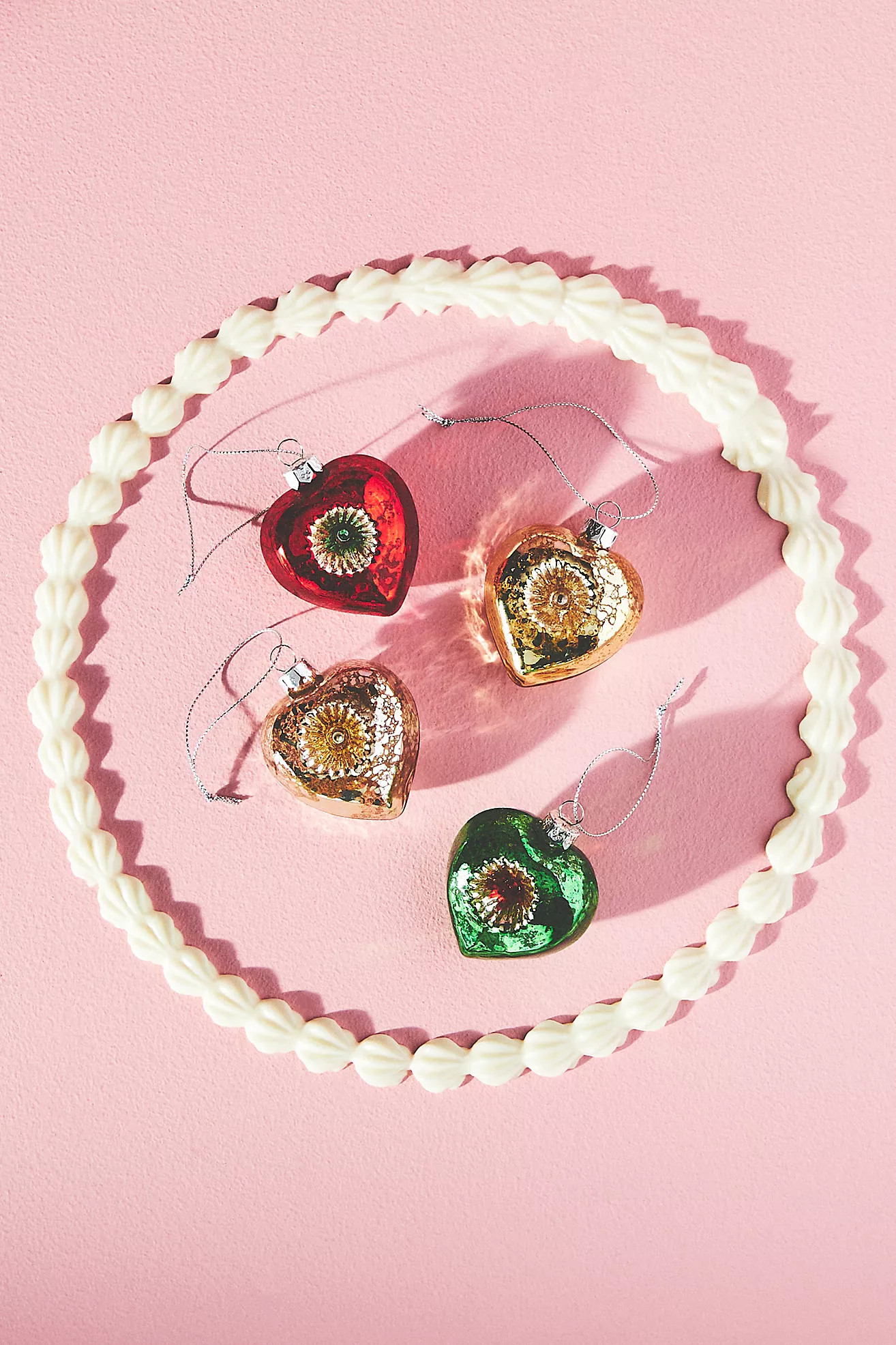 Glass Heart Ornaments, Set of 4 | Anthropologie (US)