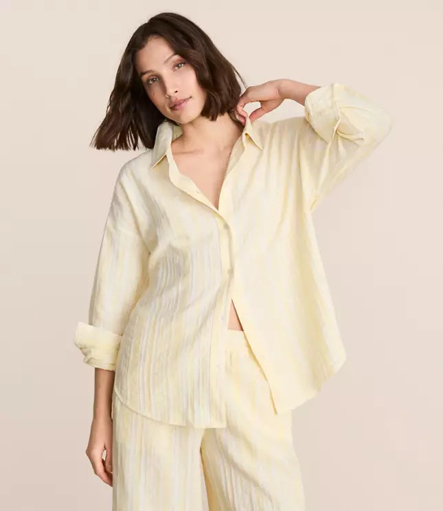 Lou & Grey Striped Linen Cotton Shirt | LOFT