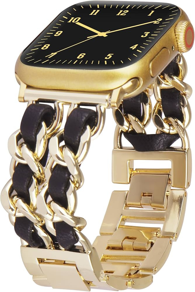 LOFOV Compatible With Apple Watch Band for Woman 42mm 44mm 45mm 49mm,Metal Strap Leather Over Gol... | Amazon (CA)