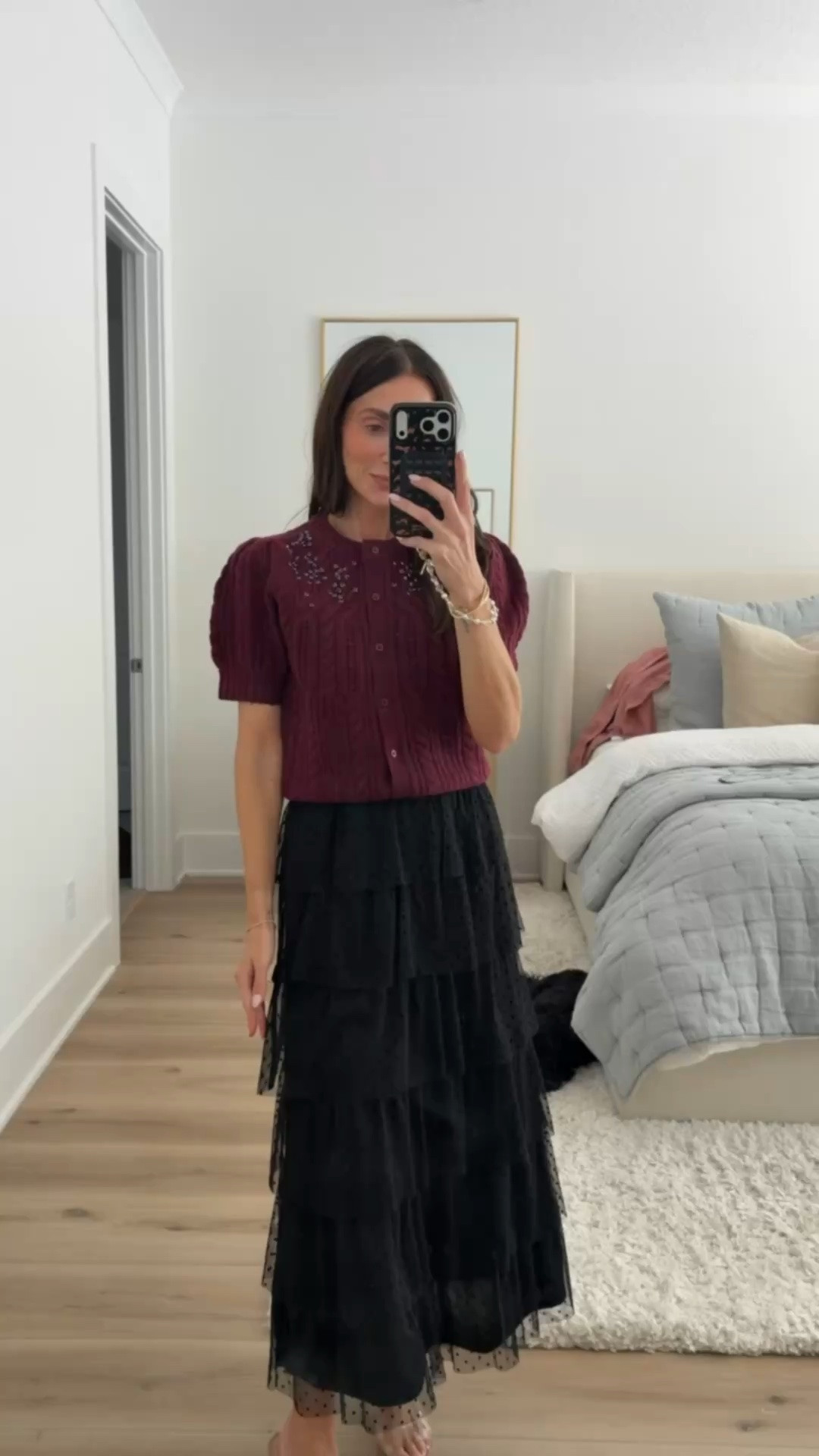 Holiday outfit, I'm wearing size XS in both.