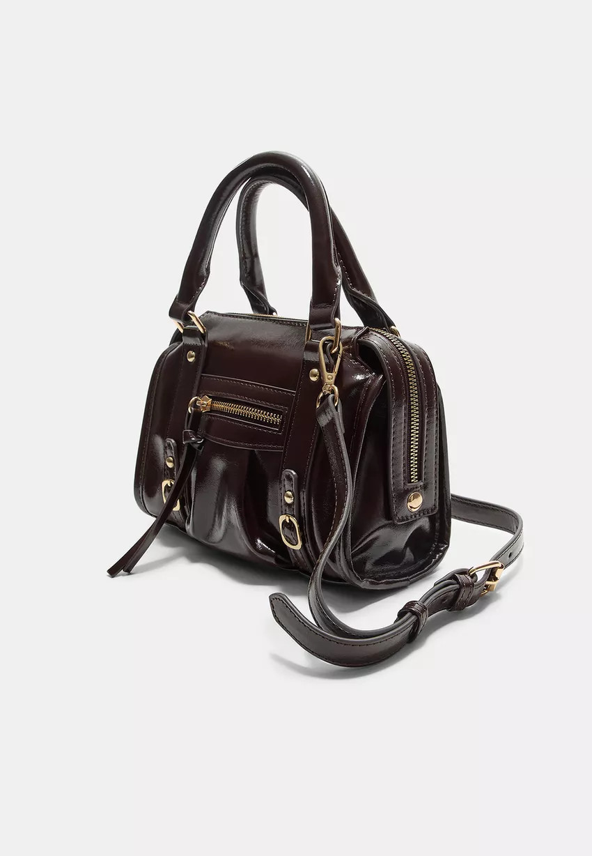 Faux leather crossbody bowling bag - Women's Bags | Stradivarius United Kingdom | Stradivarius (UK)
