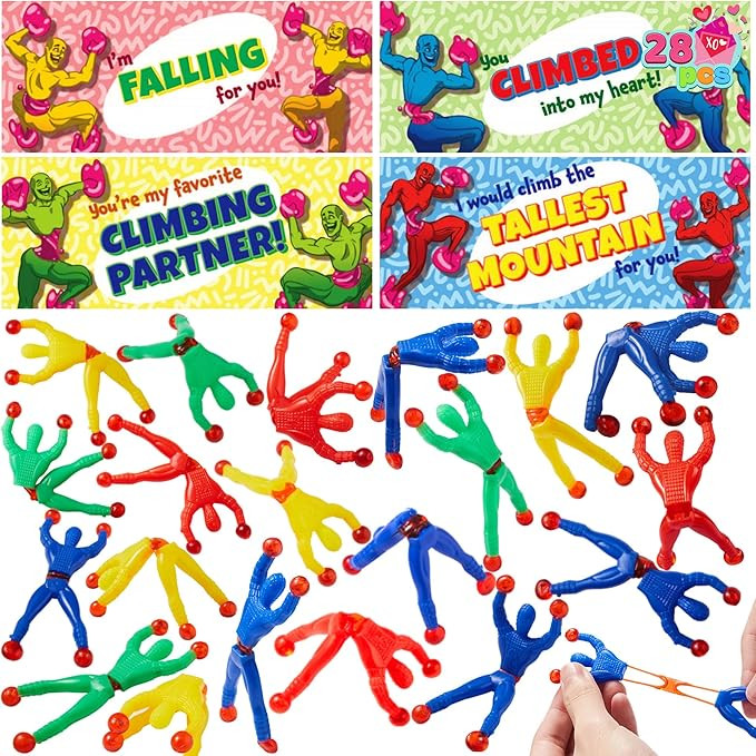 JOYIN 28 PCS Valentine's Day Sticky Wall Climbing Men with Cards , Stress Relief Toys for Kids, V... | Amazon (US)