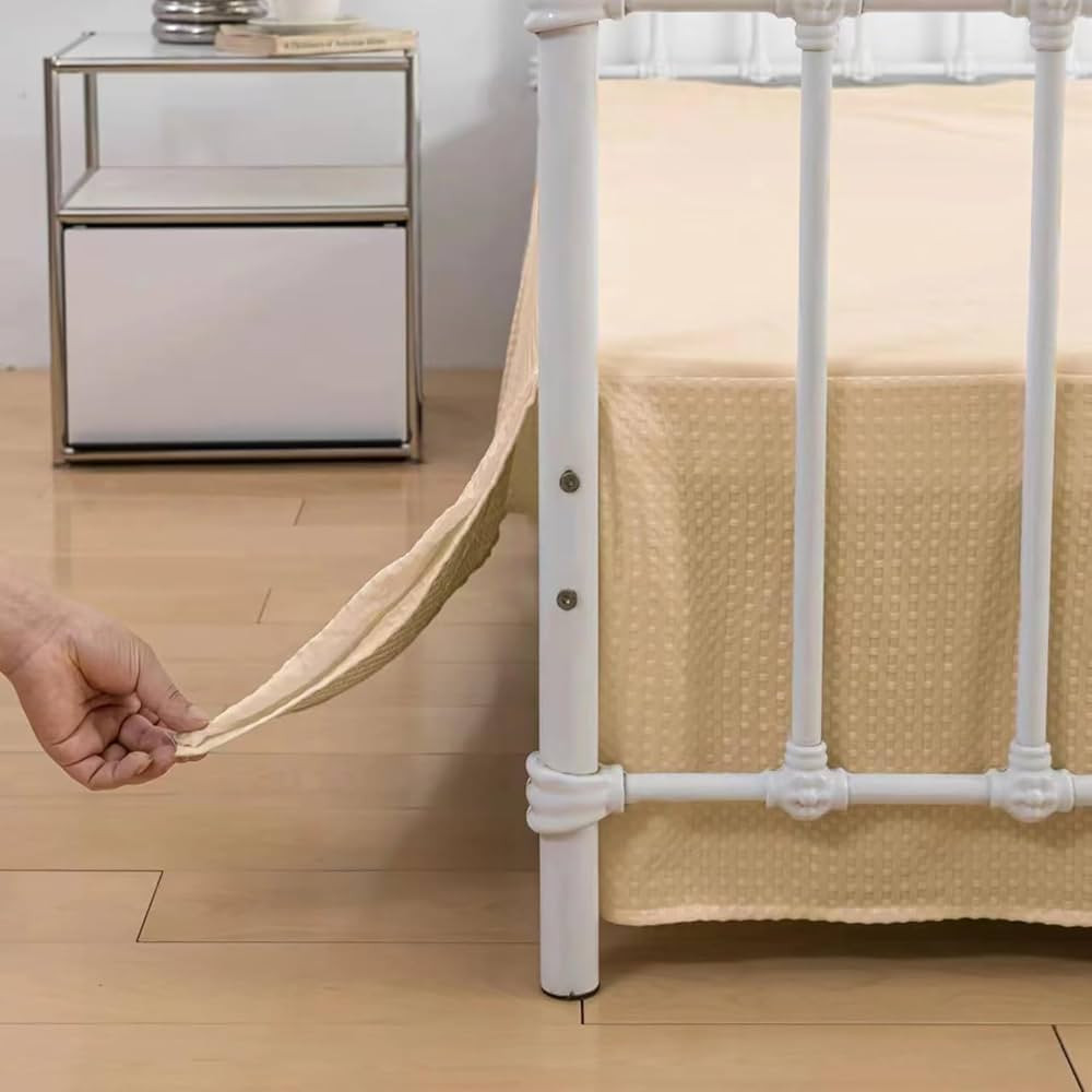 Bed Skirt, Bed Skirt King Size, Pleated Waffle Weave Bed Skirt with Split Corners, King Bed Skirt... | Amazon (US)