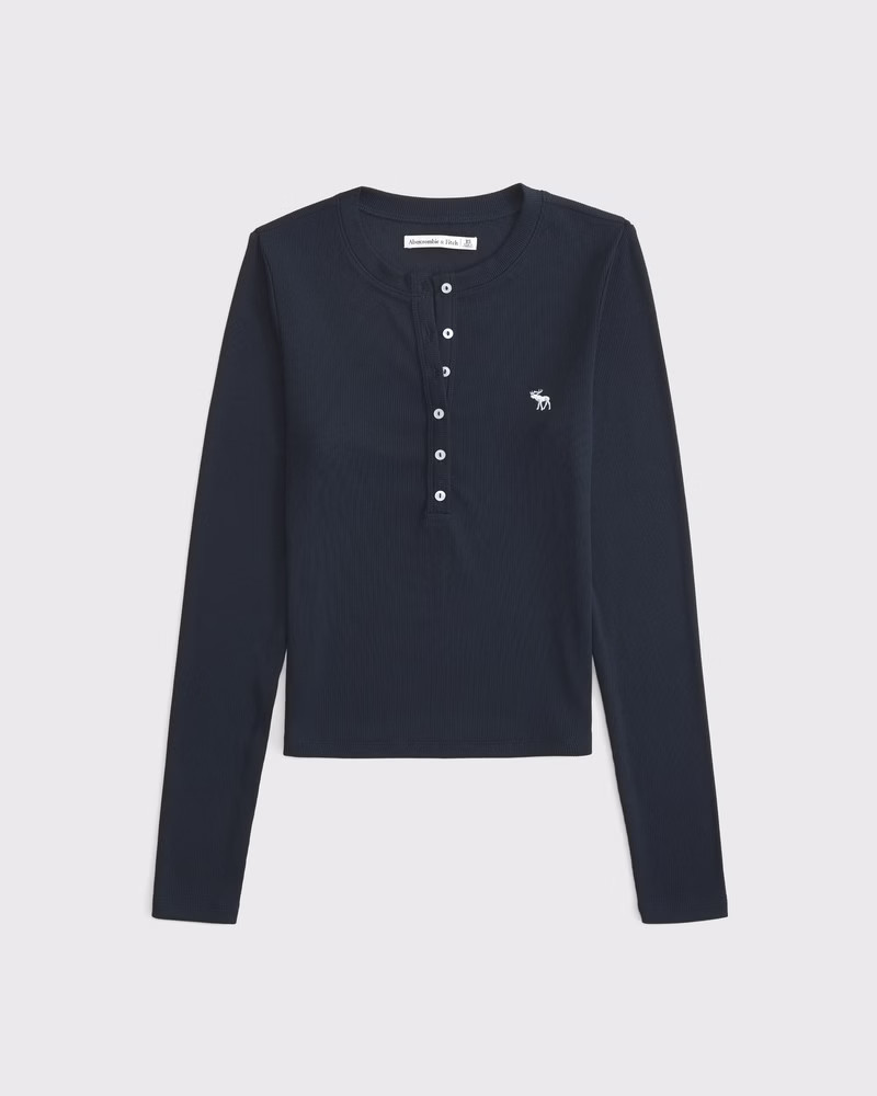 Women's Long-Sleeve Icon Henley Top | Women's New Arrivals | Abercrombie.com | Abercrombie & Fitch (UK)