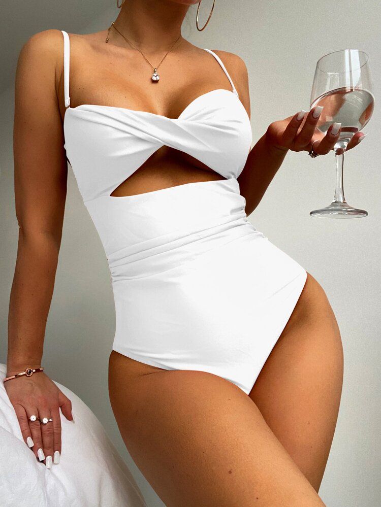 Twist Front Cut Out One Piece Swimsuit | SHEIN