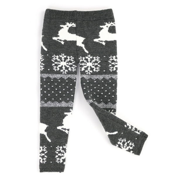Infants & Toddlers Wool Knitted Winter-Thick Thermal Leggings | Santa Baby Nordic Reindeer (Charc... | Walmart (US)