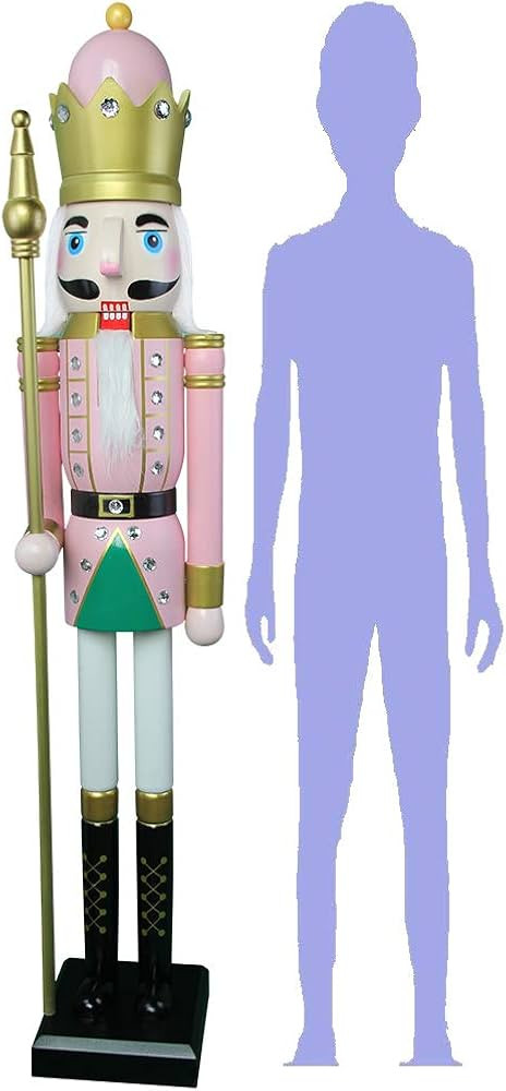 CDL 48" 4ft tall life-size large/giant pink Christmas wooden nutcracker soldier ornament on stand... | Amazon (CA)