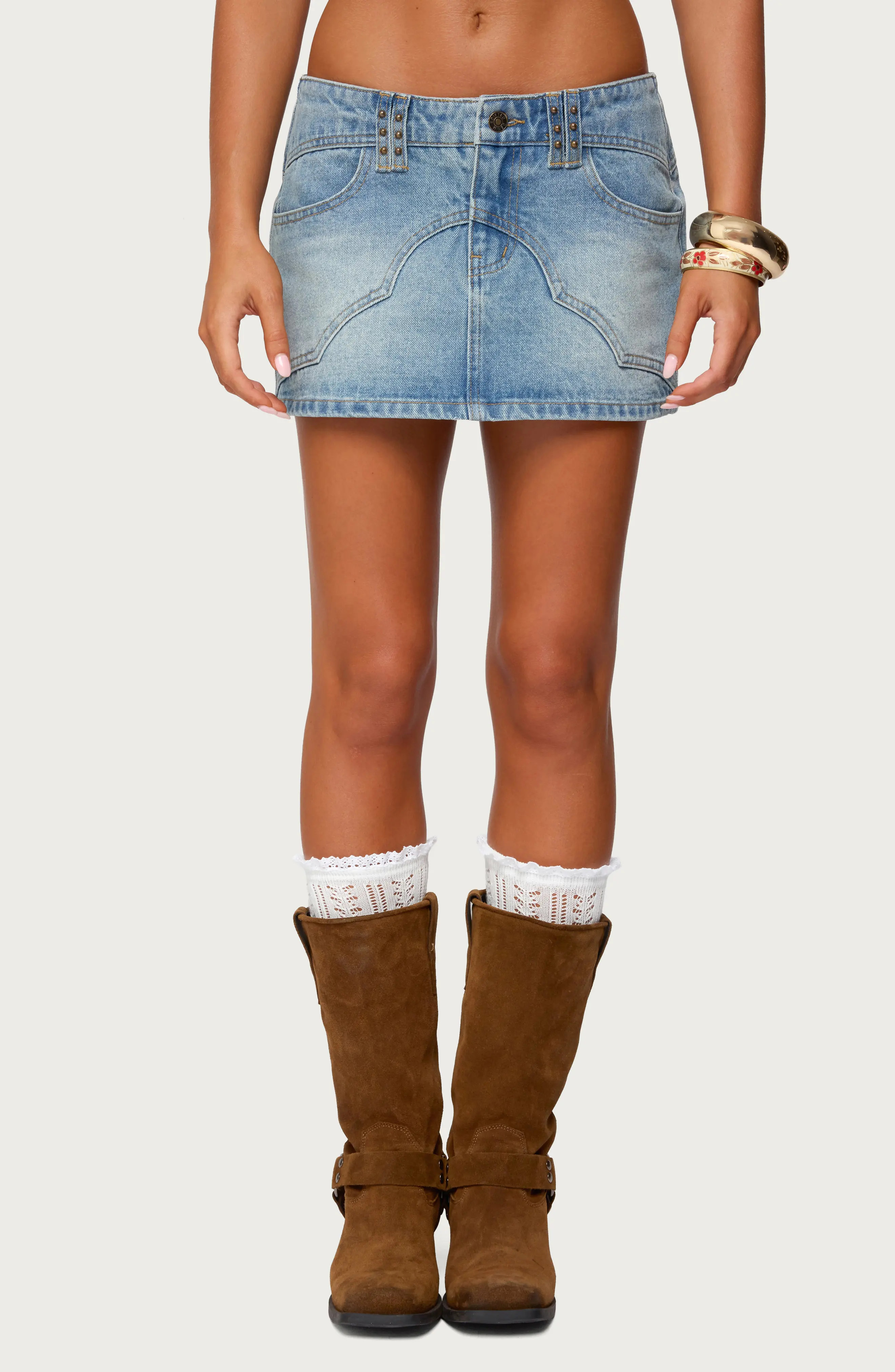 EDIKTED Tory Western Denim Miniskirt (Women) | Nordstrom | Nordstrom