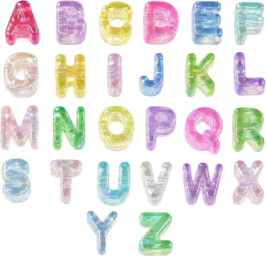 OVRUNS 26Pcs Large Letter Beads with Horizontal Hole Colorful Acrylic Big Chunky Alphabet Beads f... | Amazon (US)