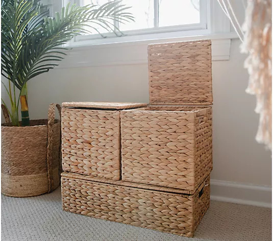 Set of 3 Collapsible Water Hyacinth Baskets by Lauren McBride - QVC.com | QVC
