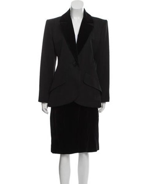 Yves Saint Laurent Vintage Velvet Skirt Suit Black | The RealReal