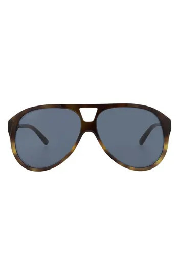 Gucci 59mm Aviator Sunglasses in Havana Havana Blue at Nordstrom Rack | Nordstrom Rack