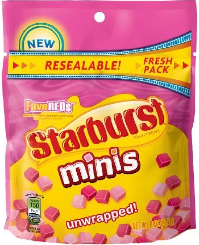 Starburst Mini Upwrapped Gummies New Resealable Pouch 8oz (FaveReds) | Amazon (US)
