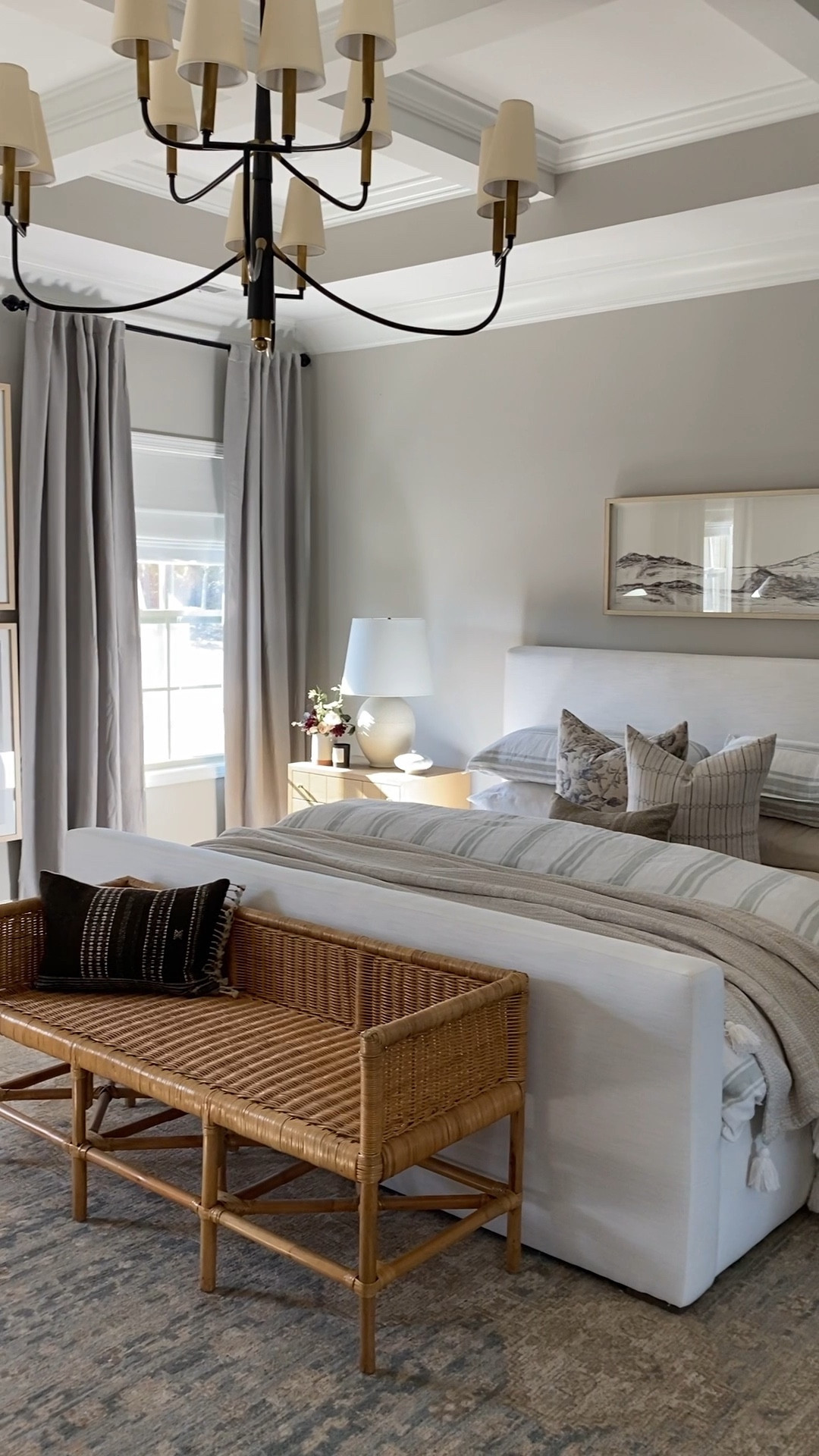 Primary bedroom, master bedroom, white upholstered bed, pure salts, light and dwell, McGee and co, studio McGee, neutral home, neutral bedroom, pom pom duvet

#LTKhome #LTKfamily