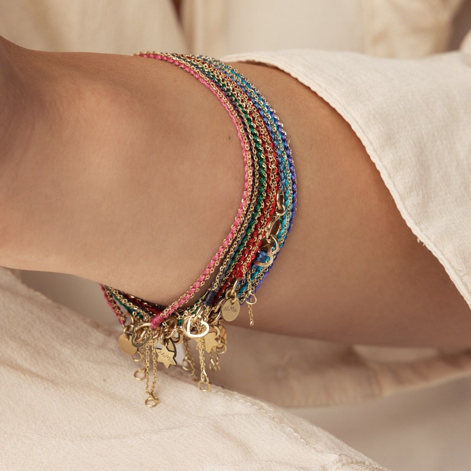Moonrays Silk Solid Gold Chain Woven Bracelet - Etsy | Etsy (US)