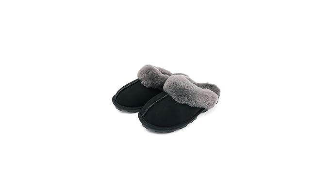 WaySoft Genuine Australian Sheepskin Women Slippers, 100% Shearling Hard Bottom Slippers for Wome... | Amazon (US)