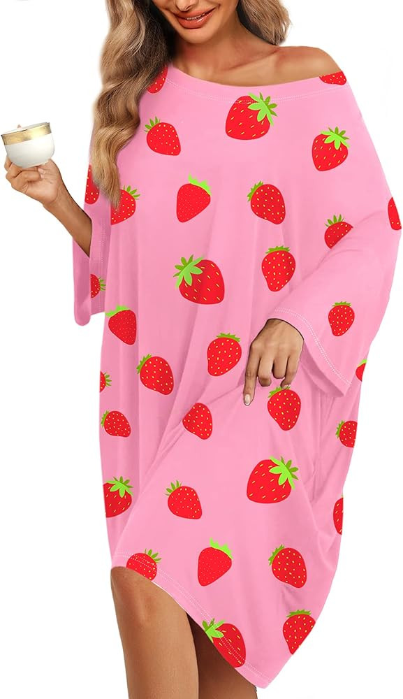 KFUBUO Plus Size Nightgowns for Women Oversized Sleep Tshirts Dress Short Sleeves Sleepwear With ... | Amazon (US)