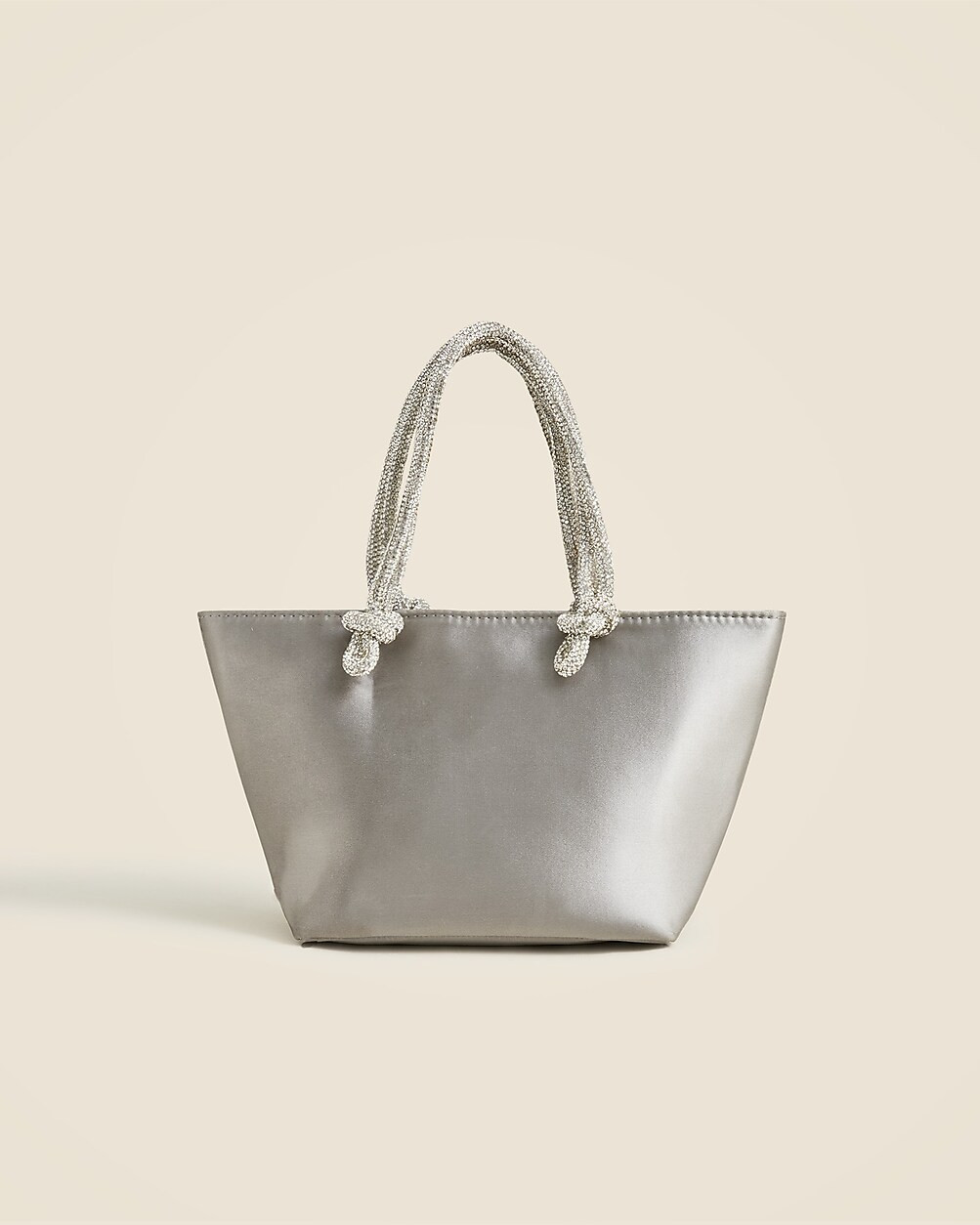 Small satin tote with crystal handles | J. Crew US