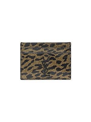Monogram Leopard-Print Patent Leather Card Case | Saks Fifth Avenue