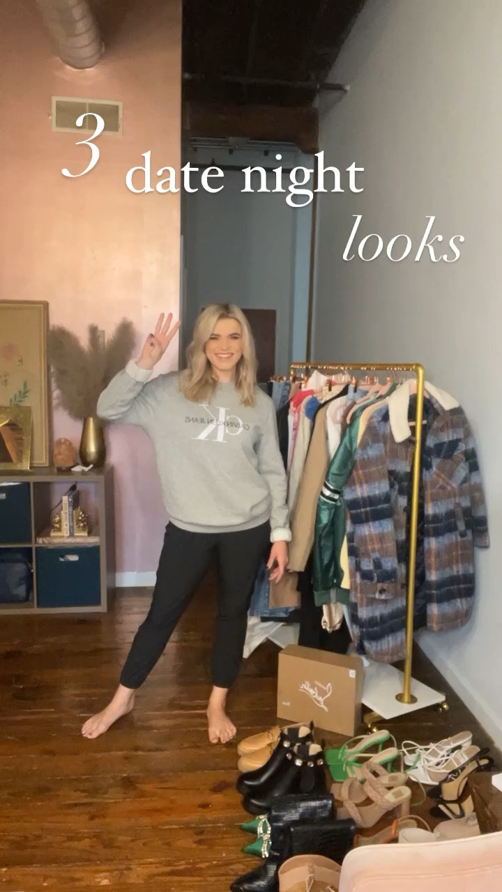 3 date night looks and inspiration! ✨♥️ 
Wearing Medium in sweatshirt, XS in all A&F, and 25 in jeans, all shoes tts.
#AttainableLuxury #DressyCasual #Nightout

#LTKunder100 #LTKunder50 #LTKxAF