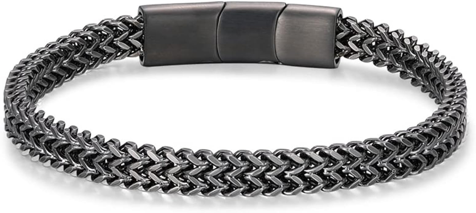 LUCKY2+7 Bracelets for Men-Stainless Steel Magnetic Clasp Franco Chain Mens Bracelet | Amazon (US)