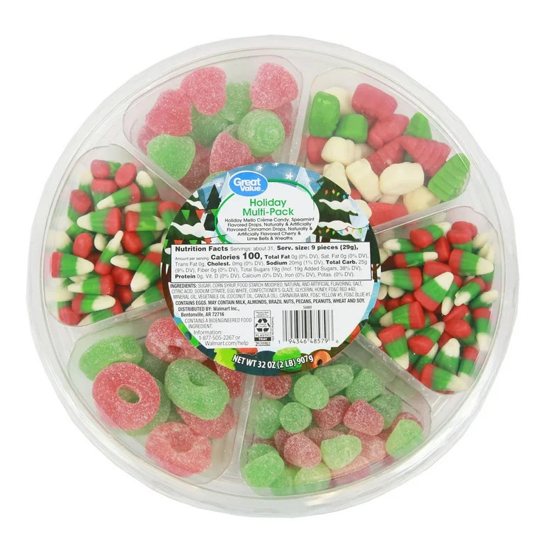 Great Value Holiday Mix Multi Pack Candy, 32 oz. Tub | Walmart (US)