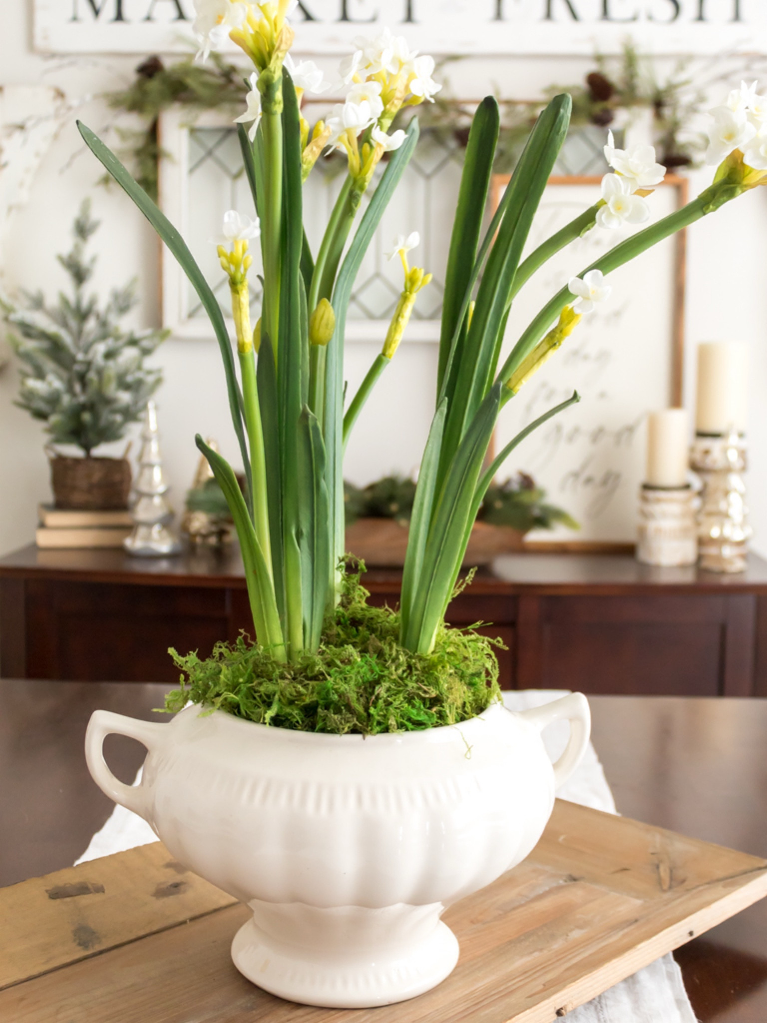 Create a beautiful Christmas or winter centerpiece using paper whites and a vintage vessel. 

#LTKStyleTip #LTKHome #LTKSeasonal