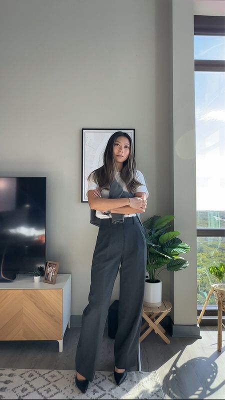 Casual chic outfit // gray cashmere sweater, white t shirt, gray tailored pants, black sling back heels // everyday style, business casual, French style, Parisian chic

#LTKworkwear #LTKstyletip #LTKfindsunder100