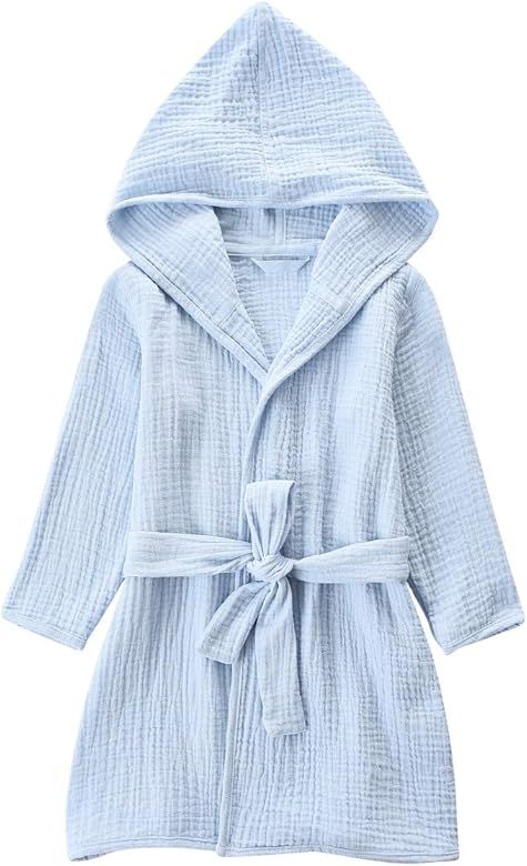 Organic Cotton Toddler Bathrobe Soft And Breathable Robe For Kids, Boys And Girls, Hooded Towel | Amazon (US)