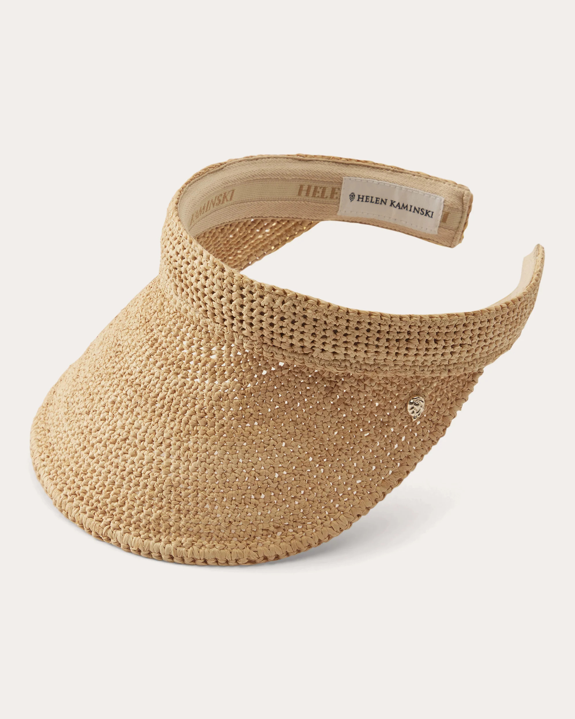 Helen Kaminski Women's Erin Crocheted Raffia Visor in Natural Cotton/Elastane/Polyester | Olivela