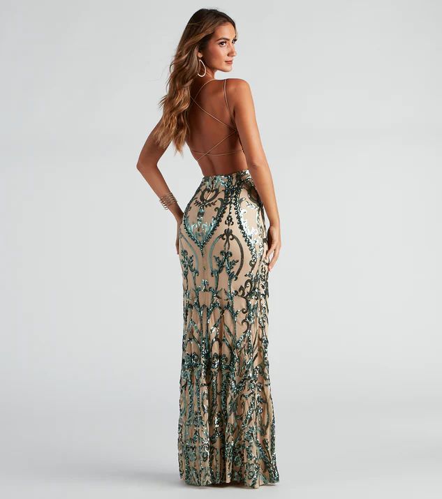 Natalie Sequin Scroll Formal Dress | Windsor Stores